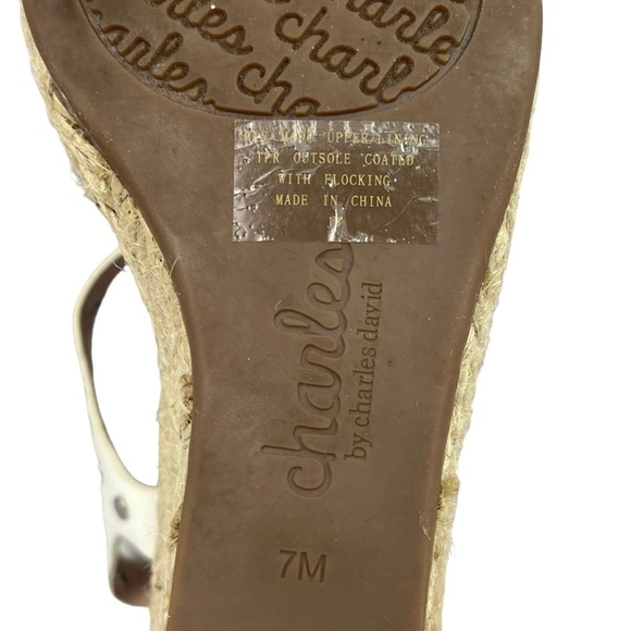 Charles by Charles David Womens Wedge Sandals Studded Jute Flocking Beige 7M - Picture 9 of 16